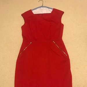 Red Calvin Klein Knee Length Red Dress